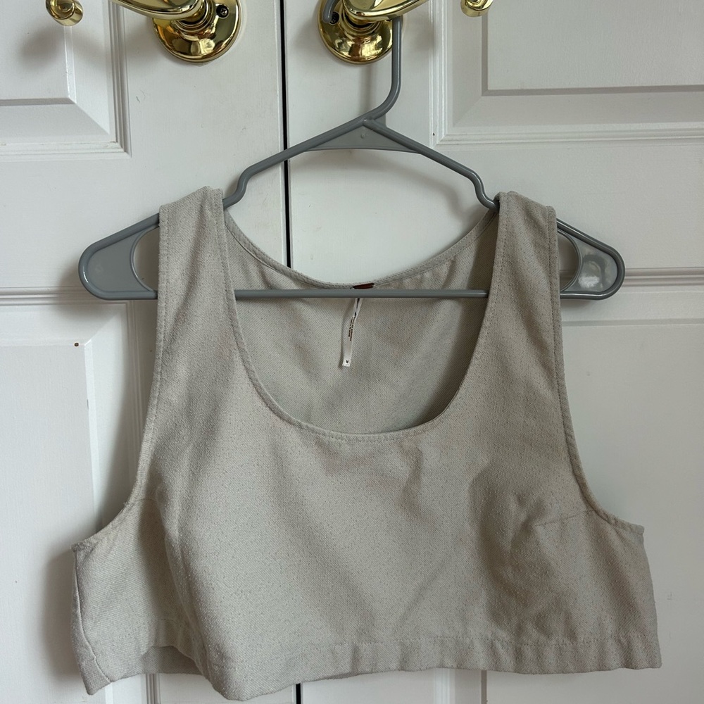 Free People Women's Beige Cropped Tank Top
